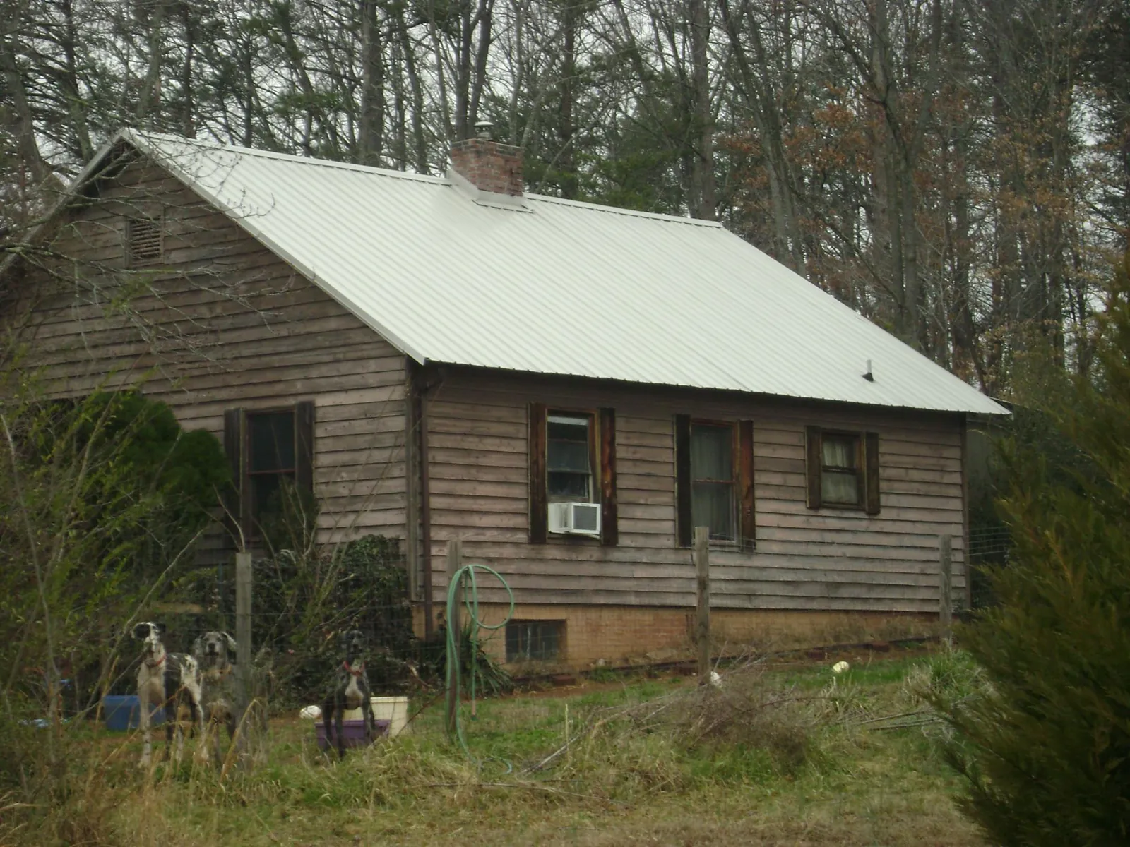 White metal roof on an old wood sided farmhouse, from a Asphalt Shingle Roof Repair job in Canton